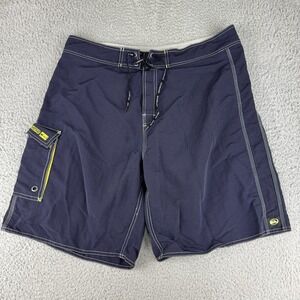 Vintage 90s y2k‎ Navy Blue Yellow  Quiksilver Cargo Men's Board Shorts 38